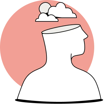 Cabeza despejada representado con nubes